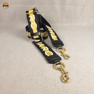 Marc Jacobs Logo Webbing Strap Black Gold White Luxury Purse Strap 57 Inch